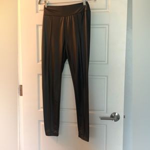Black faux leather leggings